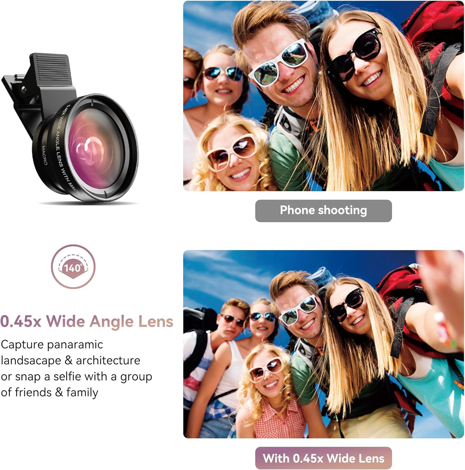 2 in 1 Phone Camera Lens Kit for iPhone and Android, 12.5X Macro Lens and 0.45X Wide Angle Lens Phone Lens Attachment with Travel Bag - Image 4